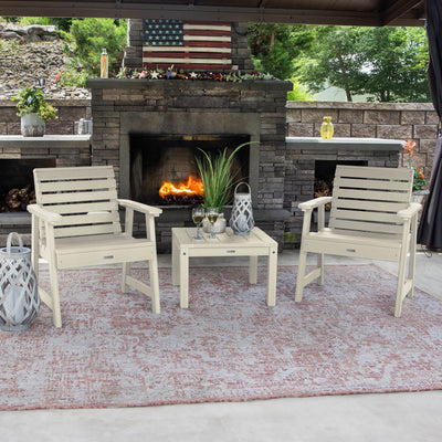 2 Weatherly Garden Chairs with Square Side Table Kitted Sets Highwood USA 