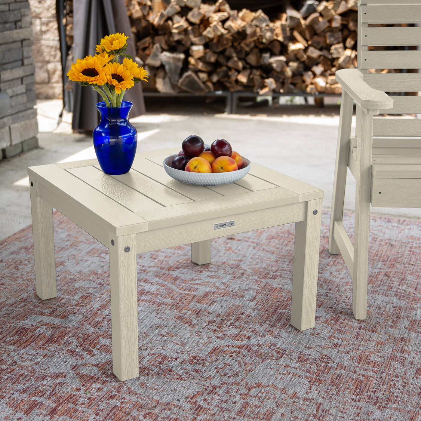 2 Weatherly Garden Chairs with Square Side Table Kitted Sets Highwood USA 