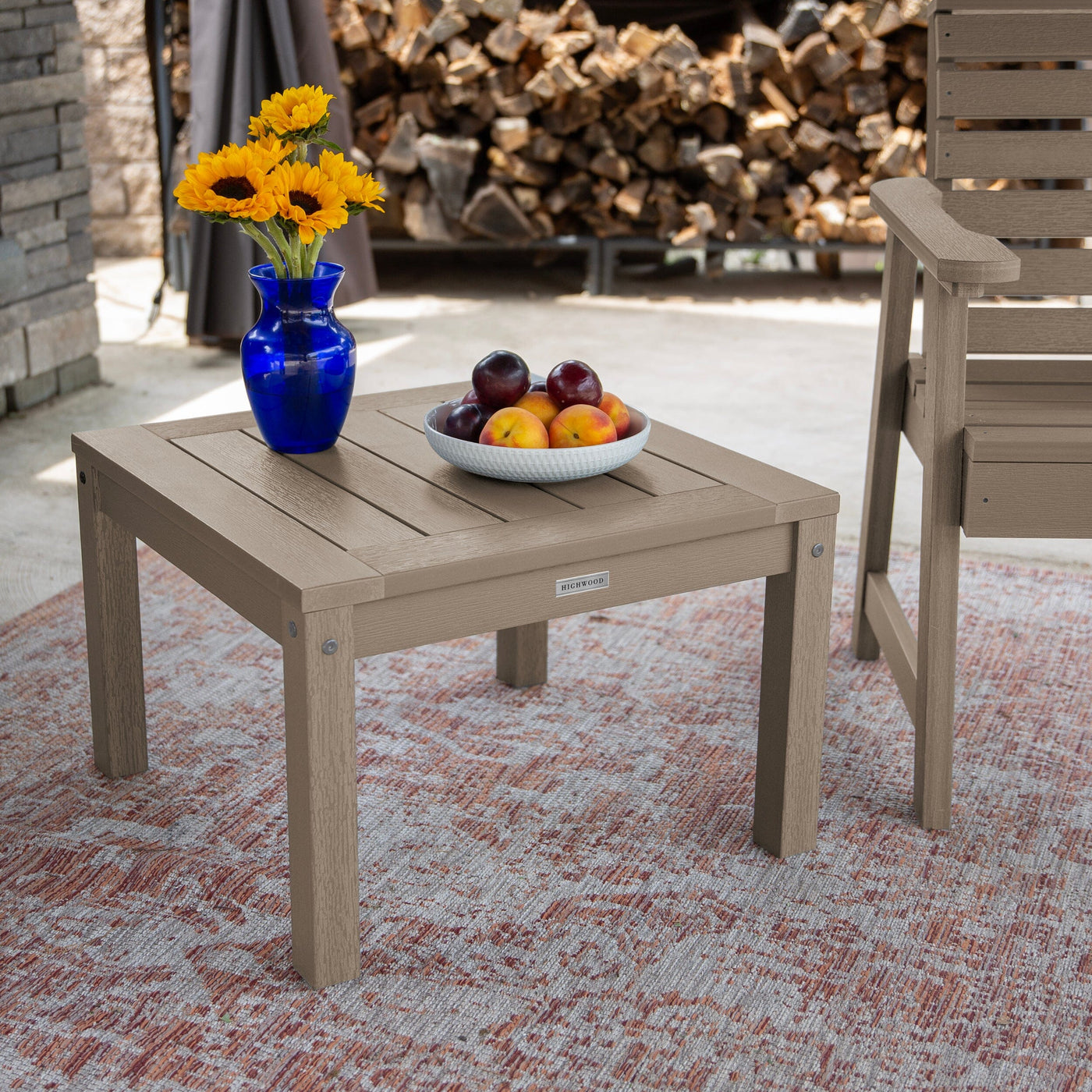 2 Weatherly Garden Chairs with Square Side Table Kitted Sets Highwood USA 