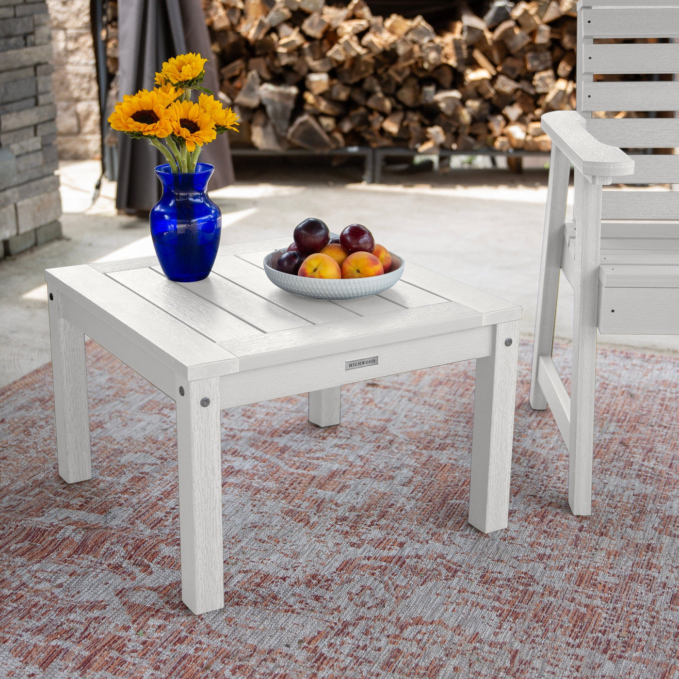 2 Weatherly Garden Chairs with Square Side Table Kitted Sets Highwood USA 