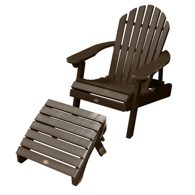 Hamilton Reclining Adirondack Chair with Folding Ottoman Adirondack Chairs Highwood USA Weathered Acorn 