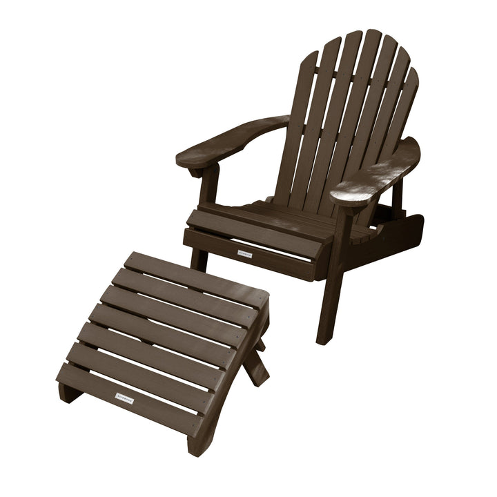 Hamilton Reclining Adirondack Chair with Folding Ottoman Adirondack Chairs Highwood USA Weathered Acorn 