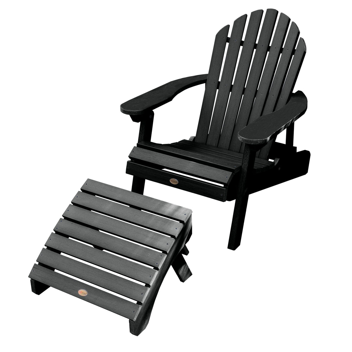 Hamilton Reclining Adirondack Chair with Folding Ottoman Adirondack Chairs Highwood USA Black 