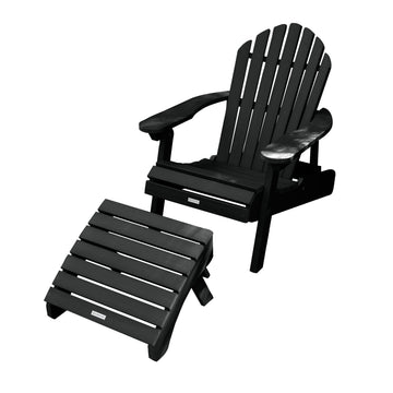 Hamilton Reclining Adirondack Chair with Folding Ottoman Adirondack Chairs Highwood USA Black 