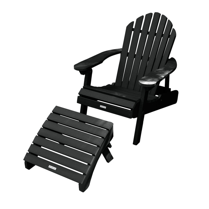 Hamilton Reclining Adirondack Chair with Folding Ottoman Adirondack Chairs Highwood USA Black 