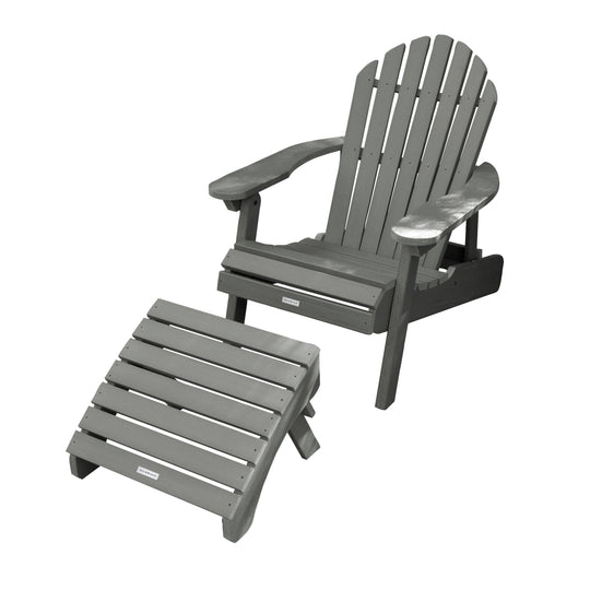 Hamilton Reclining Adirondack Chair with Folding Ottoman Adirondack Chairs Highwood USA Coastal Teak 