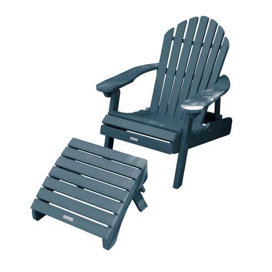 Hamilton Reclining Adirondack Chair with Folding Ottoman Adirondack Chairs Highwood USA Nantucket Blue 