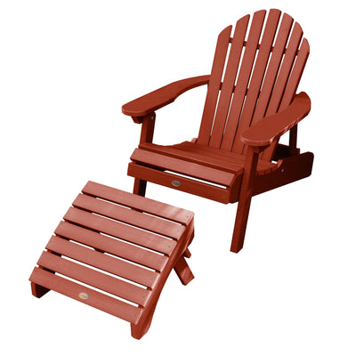 Hamilton Reclining Adirondack Chair with Folding Ottoman Adirondack Chairs Highwood USA Rustic Red 