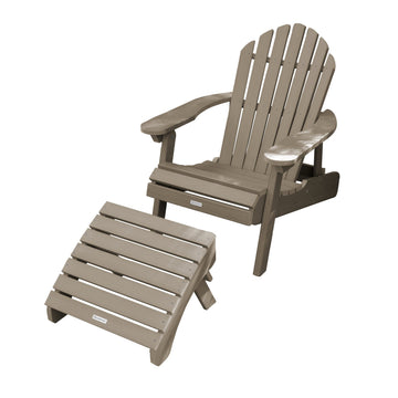 Hamilton Reclining Adirondack Chair with Folding Ottoman Adirondack Chairs Highwood USA Woodland Brown 