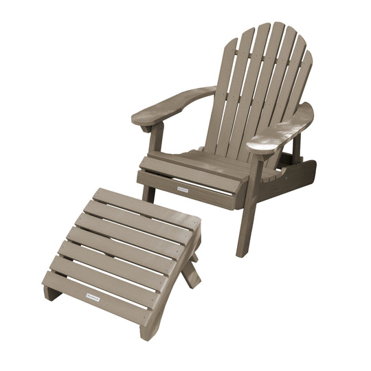 Hamilton Reclining Adirondack Chair with Folding Ottoman Adirondack Chairs Highwood USA Woodland Brown 