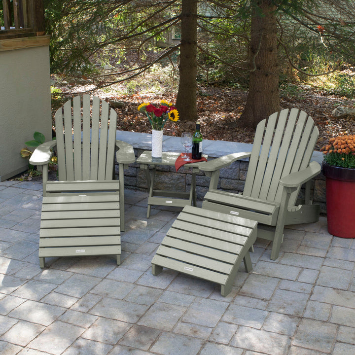 2 Hamilton Adirondack Chairs, 2 Ottomans & Side Table Kitted Sets Highwood USA 