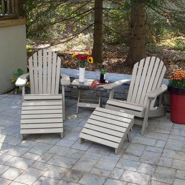 2 Hamilton Adirondack Chairs, 2 Ottomans & Side Table Kitted Sets Highwood USA 