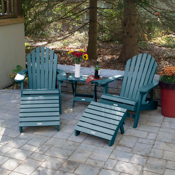 2 Hamilton Adirondack Chairs, 2 Ottomans & Side Table Kitted Sets Highwood USA 