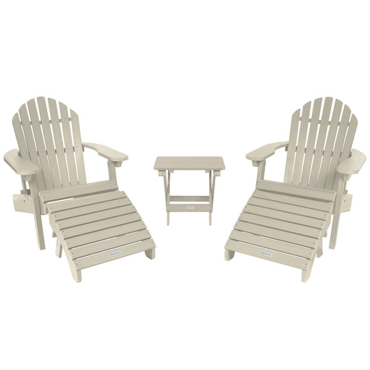 2 Hamilton Adirondack Chairs, 2 Ottomans & Side Table Kitted Sets Highwood USA Whitewash 