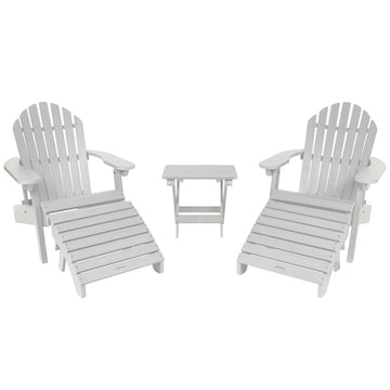 2 Hamilton Adirondack Chairs, 2 Ottomans & Side Table Kitted Sets Highwood USA White 