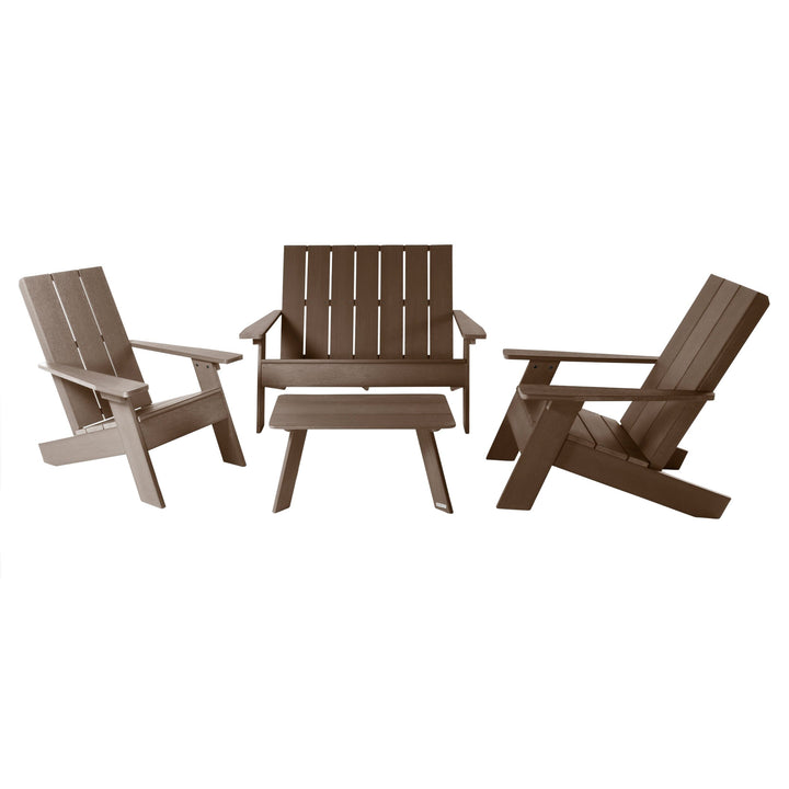 Italica Modern Adirondack Conversation Set Kitted Sets Highwood USA Weathered Acorn 