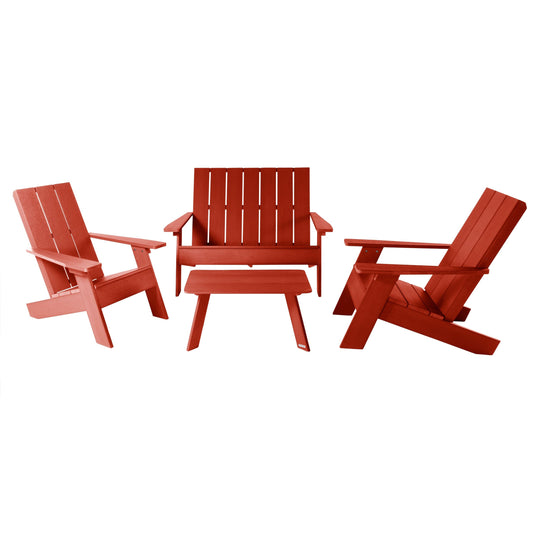 Italica Modern Adirondack Conversation Set Kitted Sets Highwood USA Rustic Red 