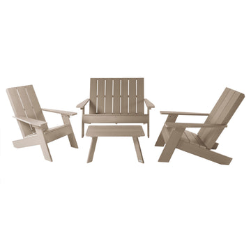 Italica Modern Adirondack Conversation Set Kitted Sets Highwood USA Woodland Brown 