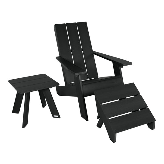 Italica Modern Adirondack Chair, Ottoman, and Side Table Adirondack Chairs Highwood USA Black 