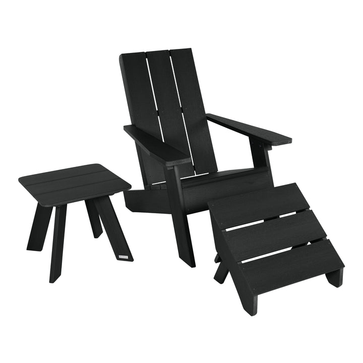Italica Modern Adirondack Chair, Ottoman, and Side Table Adirondack Chairs Highwood USA Black 