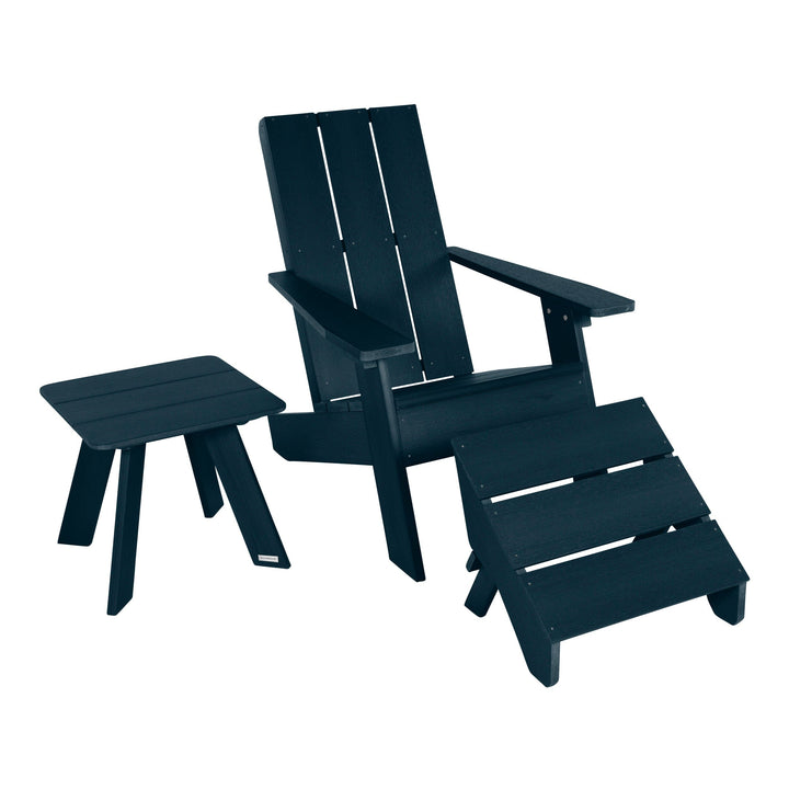 Italica Modern Adirondack Chair, Ottoman, and Side Table Adirondack Chairs Highwood USA Federal Blue 