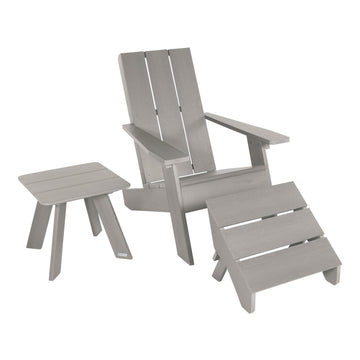 Italica Modern Adirondack Chair, Ottoman, and Side Table Adirondack Chairs Highwood USA Harbor Gray 