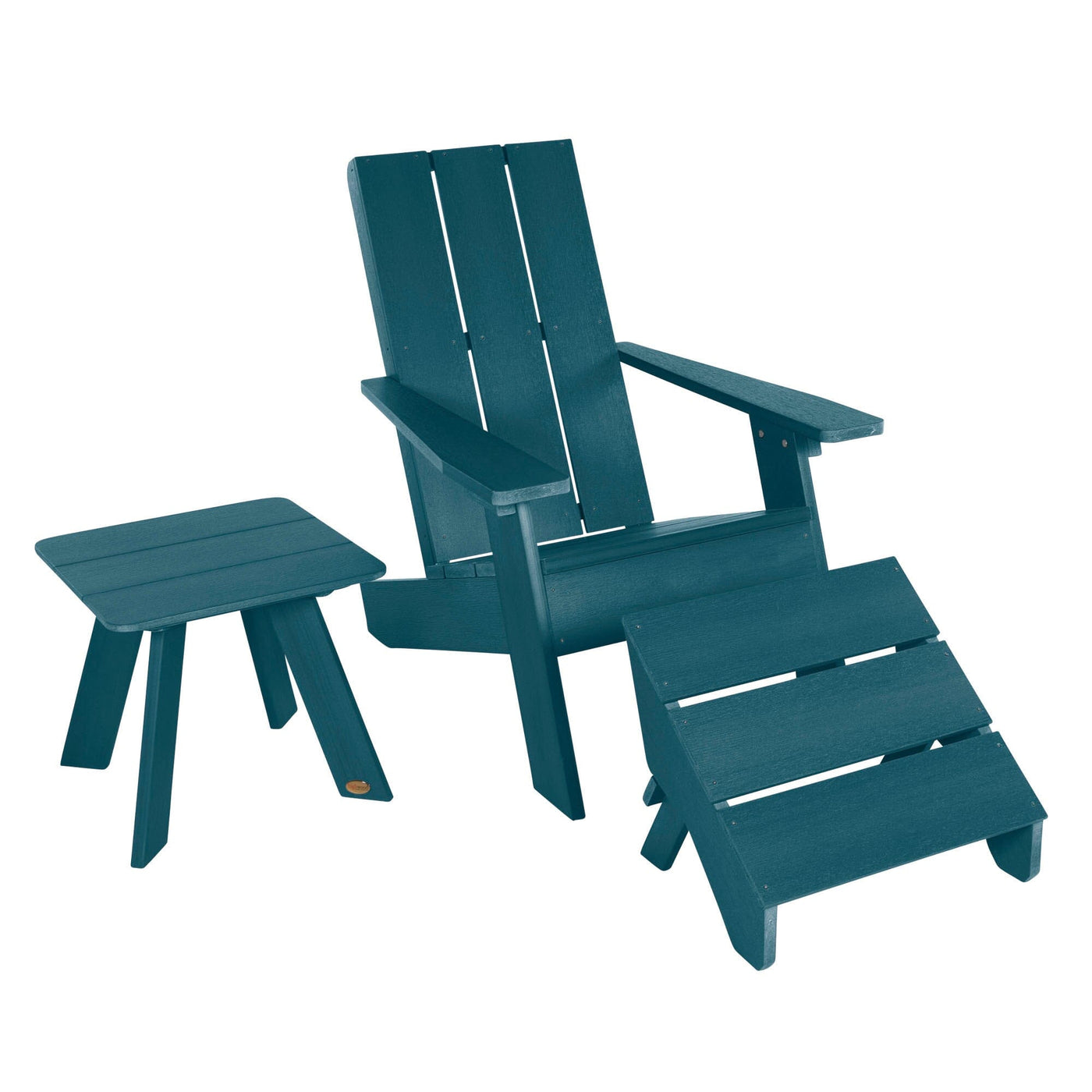 Italica Modern Adirondack Chair, Ottoman, and Side Table Adirondack Chairs Highwood USA Nantucket Blue 