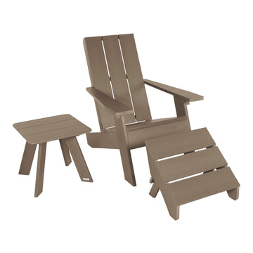 Italica Modern Adirondack Chair, Ottoman, and Side Table Adirondack Chairs Highwood USA Woodland Brown 