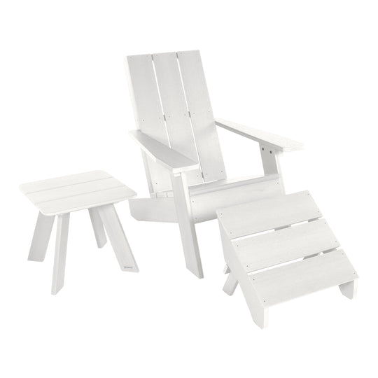Italica Modern Adirondack Chair, Ottoman, and Side Table Adirondack Chairs Highwood USA White 