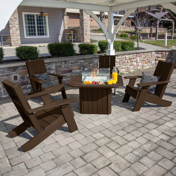 Italica Modern Adirondack 5-Piece Conversation Set with Fire Pit Table Kitted Sets Highwood USA 