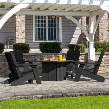 Italica Modern Adirondack 5-Piece Conversation Set with Fire Pit Table Kitted Sets Highwood USA 
