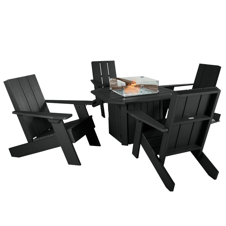 Italica Modern Adirondack 5-Piece Conversation Set with Fire Pit Table Kitted Sets Highwood USA 