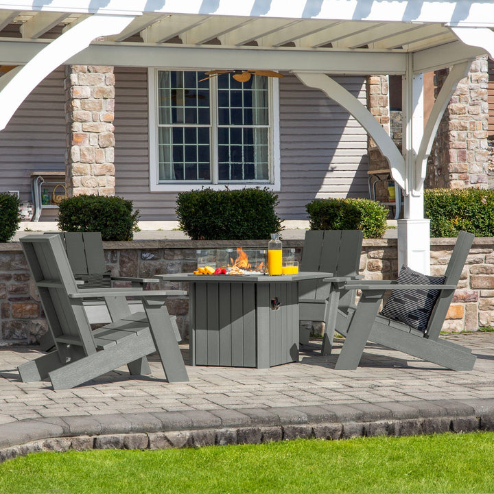 Italica Modern Adirondack 5-Piece Conversation Set with Fire Pit Table Kitted Sets Highwood USA 