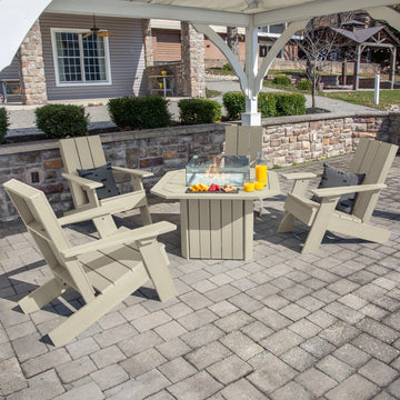 Italica Modern Adirondack 5-Piece Conversation Set with Fire Pit Table Kitted Sets Highwood USA 
