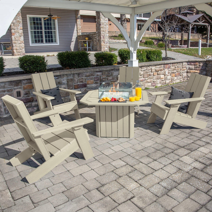 Italica Modern Adirondack 5-Piece Conversation Set with Fire Pit Table Kitted Sets Highwood USA 