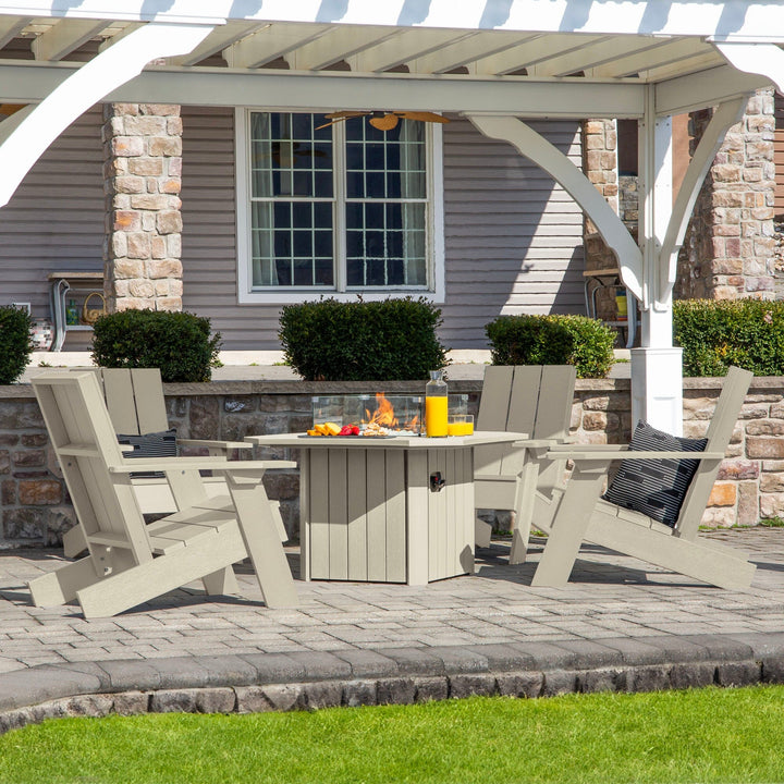 Italica Modern Adirondack 5-Piece Conversation Set with Fire Pit Table Kitted Sets Highwood USA 
