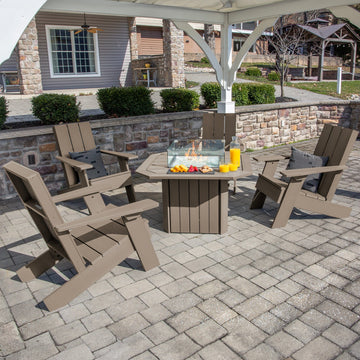 Italica Modern Adirondack 5-Piece Conversation Set with Fire Pit Table Kitted Sets Highwood USA 