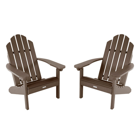 Set of Two Classic Westport Adirondack Chairs Kitted Sets Highwood USA Weathered Acorn 