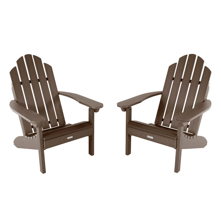 Set of Two Classic Westport Adirondack Chairs Kitted Sets Highwood USA Weathered Acorn 