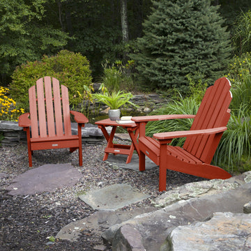2 Classic Westport Adirondack Chairs with Folding Side Table Kitted Sets Highwood USA 
