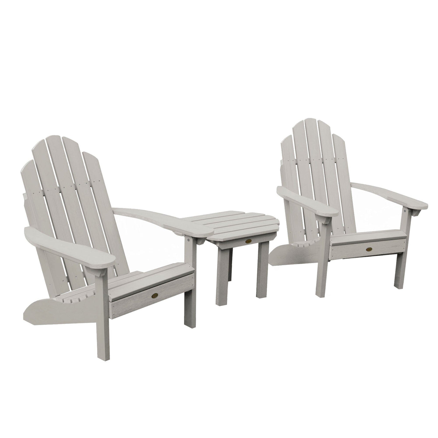 2 Classic Westport Adirondack Chairs with Westport Side Table Kitted Sets Highwood USA Harbor Gray 