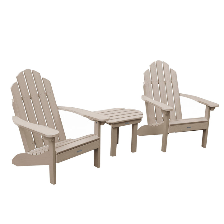 2 Classic Westport Adirondack Chairs with Westport Side Table Kitted Sets Highwood USA Woodland Brown 