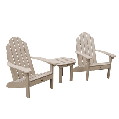 2 Classic Westport Adirondack Chairs with Westport Side Table Kitted Sets Highwood USA Woodland Brown 