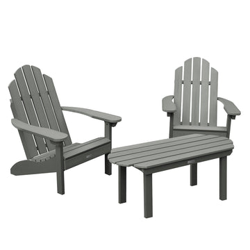2 Westport Adirondack Chairs with 1 Westport Conversation Table Kitted Sets Highwood USA Coastal Teak 