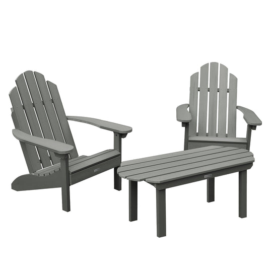 2 Westport Adirondack Chairs with 1 Westport Conversation Table Kitted Sets Highwood USA Coastal Teak 
