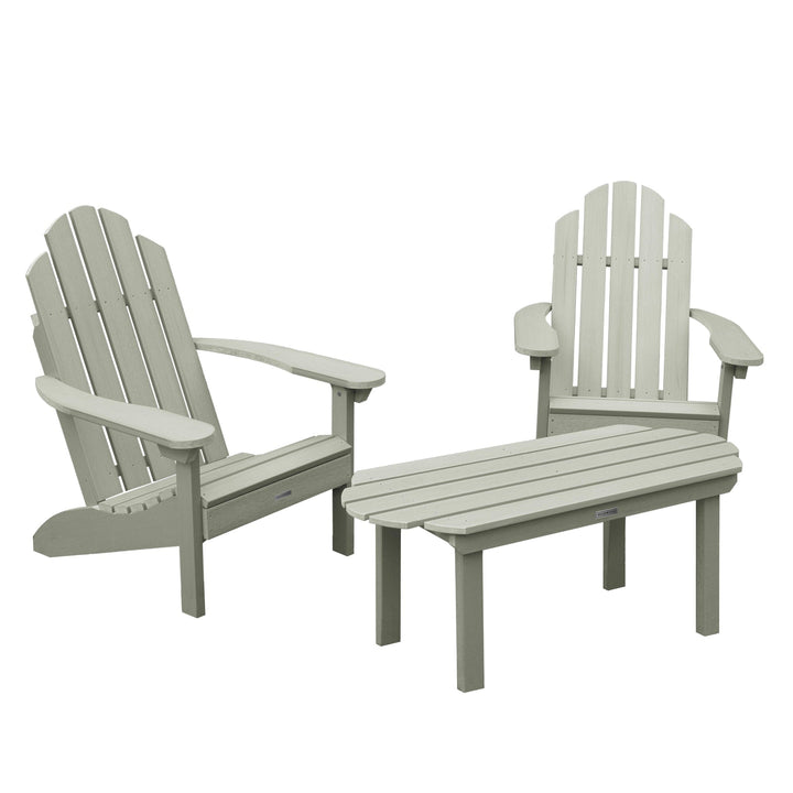 2 Westport Adirondack Chairs with 1 Westport Conversation Table Kitted Sets Highwood USA Eucalyptus 
