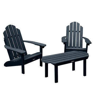 2 Westport Adirondack Chairs with 1 Westport Conversation Table Kitted Sets Highwood USA Federal Blue 