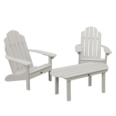 2 Westport Adirondack Chairs with 1 Westport Conversation Table Kitted Sets Highwood USA Harbor Gray 