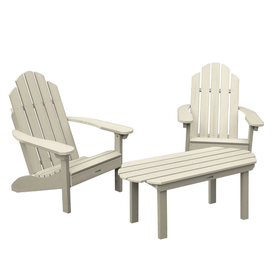 2 Westport Adirondack Chairs with 1 Westport Conversation Table Kitted Sets Highwood USA Whitewash 