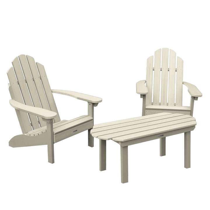 2 Westport Adirondack Chairs with 1 Westport Conversation Table Kitted Sets Highwood USA Whitewash 